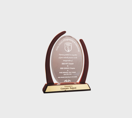 Clear Acrylic Oval Plaque with Wood Trim - SKU ACA-125 - Acrylic