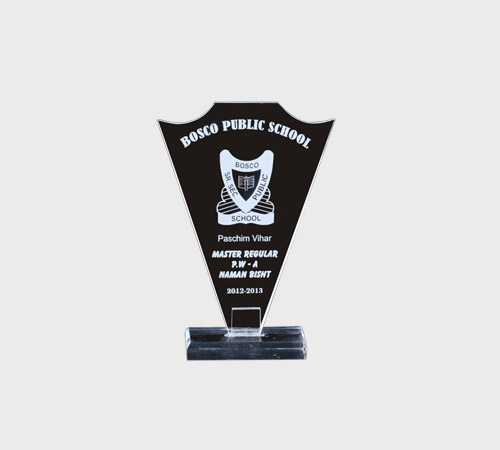 Black Acrylic Shield Plaque with School Crest - SKU ACA-127 - Acrylic