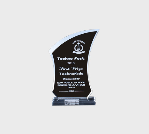 Black Acrylic Sail Plaque with Silver Border - SKU ACA-130 - Acrylic