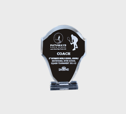 Black Acrylic Crown Plaque with Silver Border - SKU ACA-131 - Acrylic