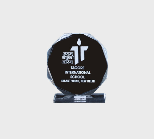 Black Acrylic Octagon Plaque with Silver Border - SKU ACA-133 - Acrylic