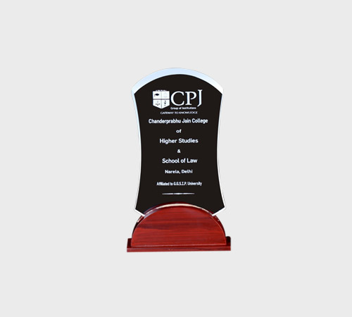 Black Acrylic Bell-Shaped Plaque on Rosewood Base - SKU ACA-136 - Acrylic