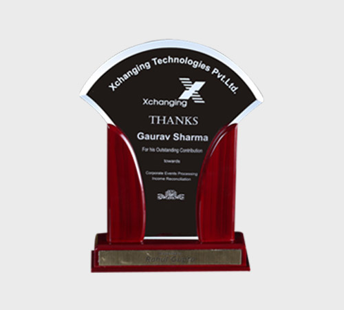 Black Acrylic Fan Plaque with Dual Pillars - SKU ACA-143 - Acrylic
