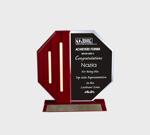 Two-Tone Black and Wood Acrylic Octagon Plaque - SKU ACA-147 - Acrylic