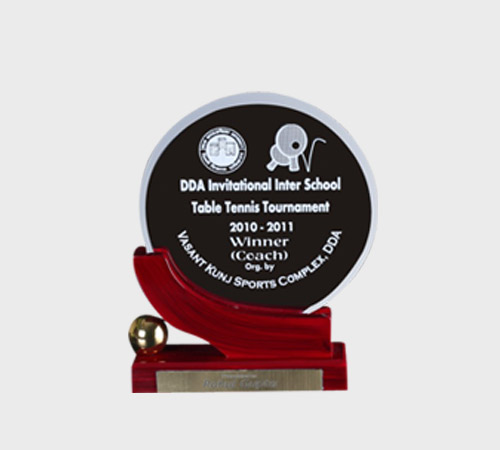 Black Acrylic Round Plate on Wood Base - SKU ACA-148 - Acrylic