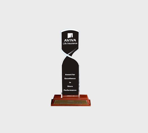 Black Acrylic Hourglass Award on Wood Base - SKU ACA-152 - Acrylic