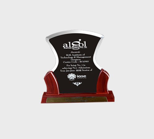 Black Acrylic Fan Plaque on Wood Base - SKU ACA-153 - Acrylic