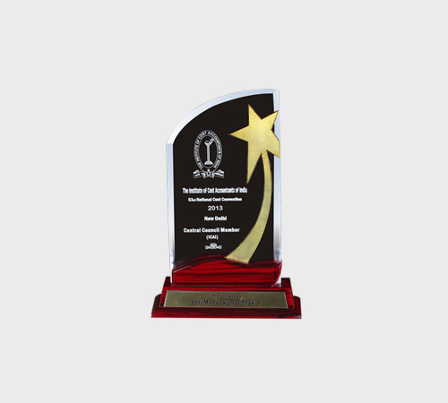 Black Acrylic Arch Plaque with Gold Swoosh - SKU ACA-158 - Acrylic