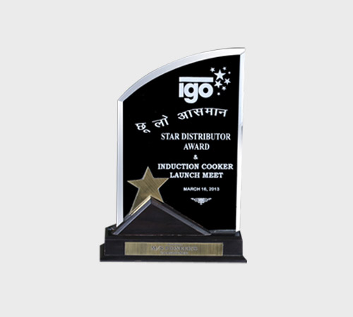Black Acrylic Arch Plaque with Star Figurine - SKU ACA-163 - Acrylic