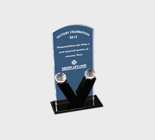 Navy Blue Acrylic Plaque with Crystal Accents - SKU ACA-169 - Acrylic