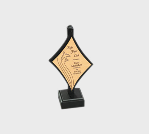 Gold Acrylic Diamond Award on Black Pedestal - SKU ACA-170 - Acrylic