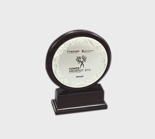 Cream Acrylic Oval Plate in Wood Frame - SKU ACA-171 - Acrylic
