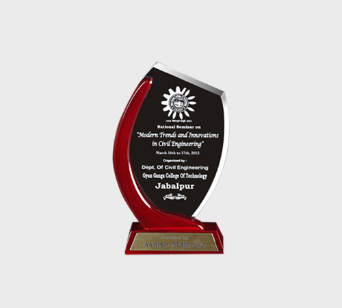 Black Acrylic Leaf Plaque with Red Edge - SKU ACA-172 - Acrylic