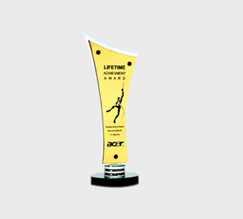 Gold Acrylic Curved Plaque with Figure Print - SKU ACA-174 - Acrylic