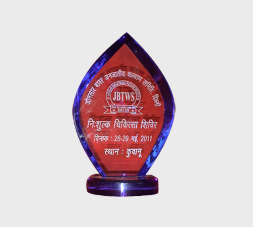 Red Acrylic Flame Award with Blue Rim - SKU ACA-176 - Acrylic