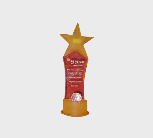 Gold Acrylic Star-Topped Award with Crystal Ball - SKU ACA-178 - Acrylic