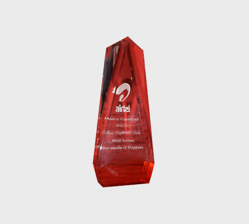 Red Acrylic Faceted Obelisk Award - SKU ACA-179 - Acrylic