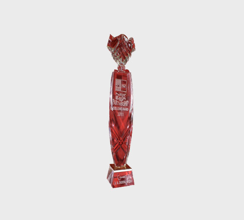 Red Acrylic Faceted Column Award with Crown - SKU ACA-181 - Acrylic