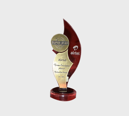 Maroon Acrylic Flame Award with Gold Medallion - SKU ACA-185 - Acrylic