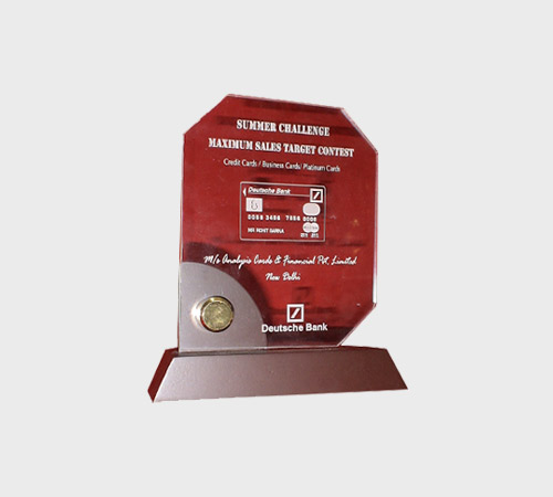 Maroon Acrylic Octagon Plaque with Silver Medallion - SKU ACA-188 - Acrylic