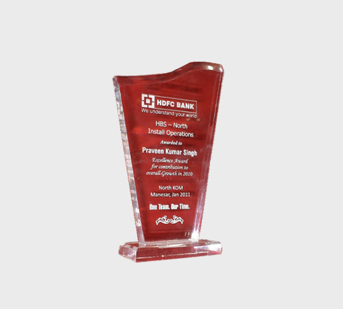 Maroon Acrylic Wavy-Top Plaque on Clear Base - SKU ACA-189 - Acrylic