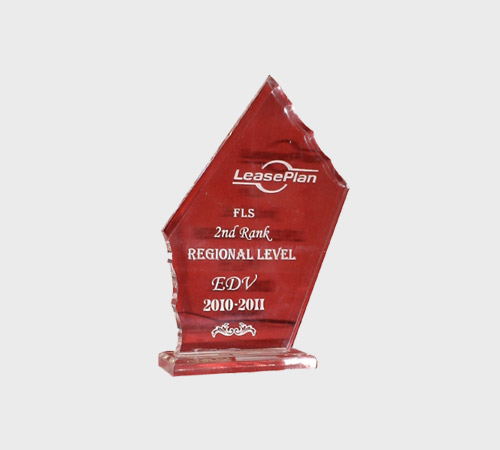 Red Acrylic Pentagon Plaque on Clear Base - SKU ACA-190 - Acrylic