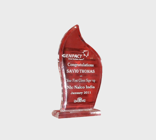 Red Acrylic Sail Plaque on Clear Base - SKU ACA-191 - Acrylic