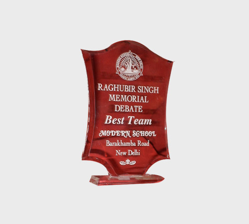 Red Acrylic Crown-Top Plaque on Red Base - SKU ACA-194 - Acrylic