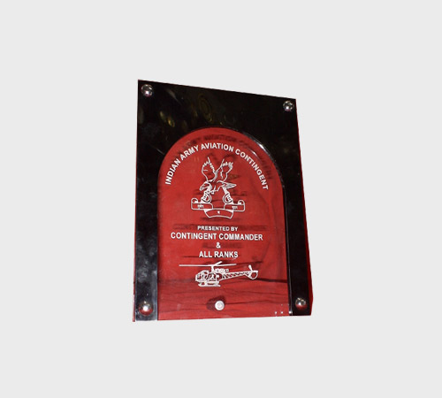 Dark Red Acrylic Arch Plaque with Rivets - SKU ACA-195 - Acrylic