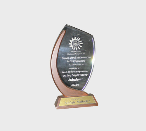 Dark Acrylic Leaf Plaque with Rosewood Trim - SKU ACA-199 - Acrylic