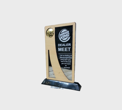 Wood-Tone Acrylic Plaque with Black Diagonal Cut - SKU ACA-202 - Acrylic