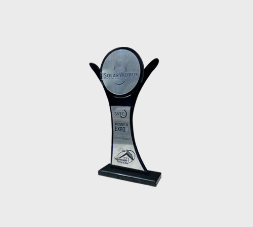 Black-Silver Acrylic Flared Award with Circular Plate - SKU ACA-205 - Acrylic