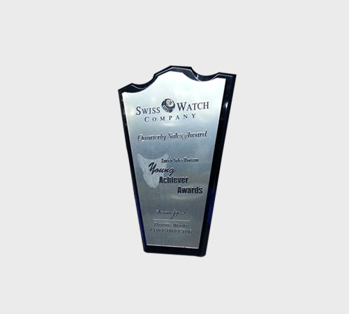 Silver Acrylic Crown Plaque with Black Border - SKU ACA-207 - Acrylic