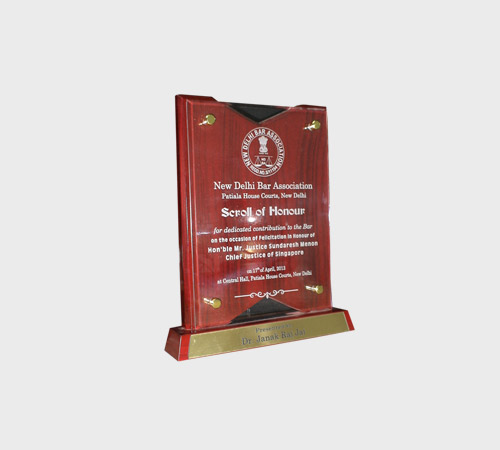 Maroon Wood-Tone Acrylic Plaque with Gold Seal - SKU ACA-211 - Acrylic
