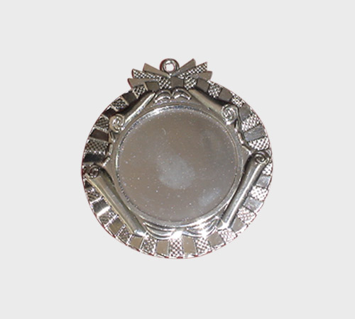Silver Medal with Bow and Checkered Rim - SKU BM-002 - Metal