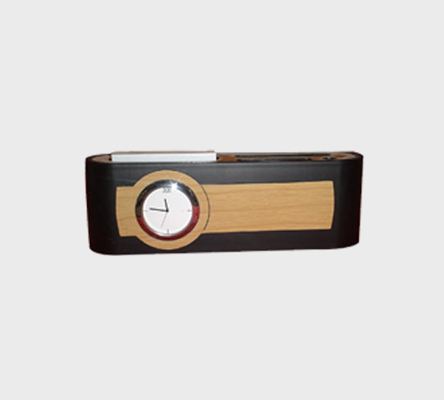 Wood and Black Desk Clock Block - SKU CG-007 - Wood
