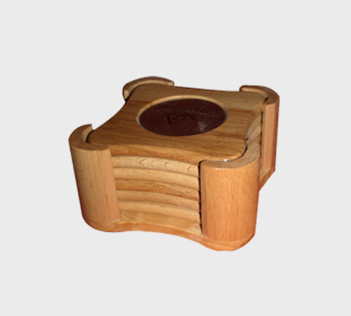 Wooden Coaster Set with Scalloped Corners - SKU CG-009 - Wood