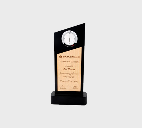 Black Slanted Plaque with Round Clock - SKU CG-015 - Acrylic