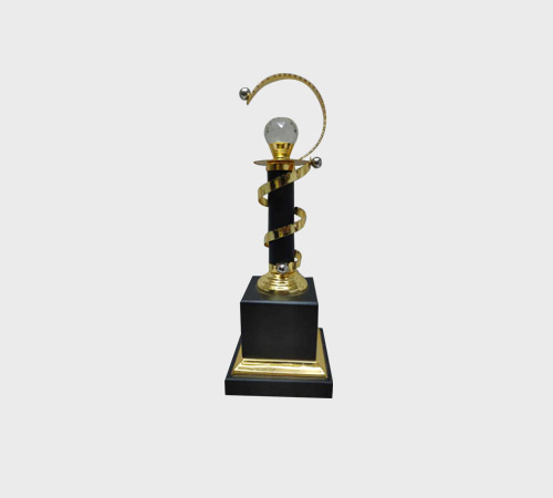 Gold Swirl Trophy with Crystal Ball - SKU ME-010 - Metal