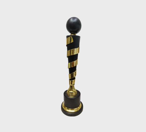 Black Ball Trophy on Gold Spiral Column - SKU ME-015 - Metal
