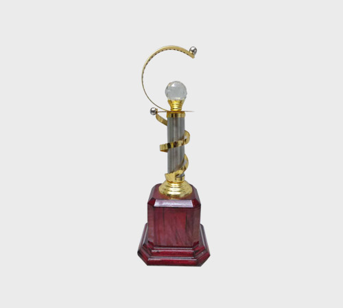 Crystal Ball Trophy on Maroon Octagonal Base - SKU ME-016 - Metal