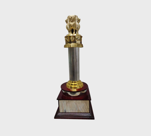 Ashoka Pillar Trophy on Fluted Column - SKU ME-017 - Metal