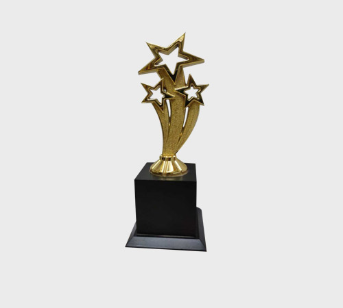 Gold Star Burst Trophy on Black Base - SKU ME-018 - Metal
