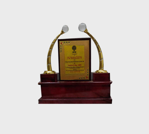 Gold Plaque Trophy with Crystal Ball Arches - SKU ME-021 - Metal