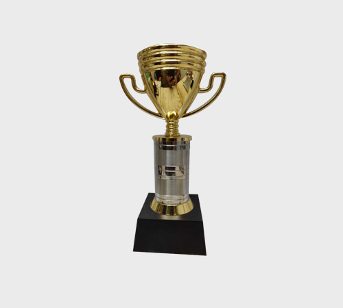 Gold Cup Trophy on Silver Column - SKU ME-023 - Metal