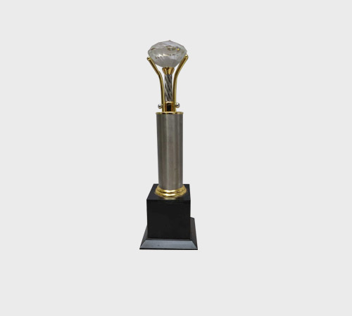 Crystal Cut Ball Trophy on Silver Column - SKU ME-025 - Metal