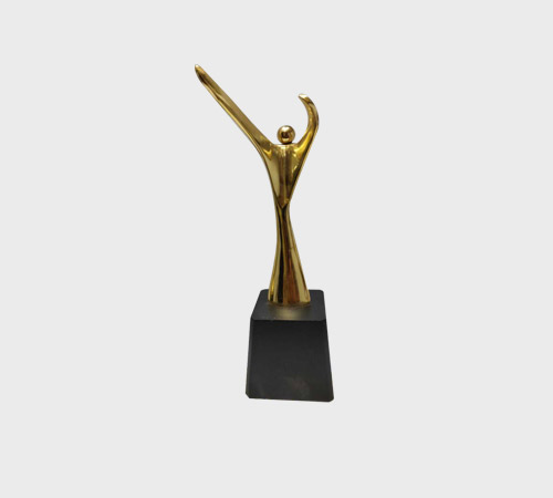 Gold Abstract Figure with Raised Arm - SKU ME-030 - Metal