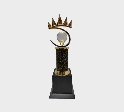 Gold Crown Trophy with Crystal Ball - SKU ME-035 - Metal