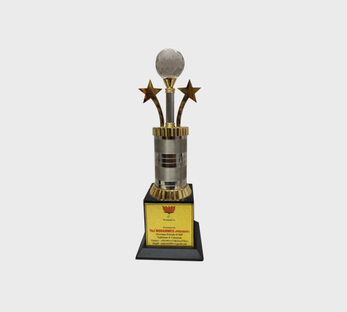 Silver Ball with Gold Star Accents Trophy - SKU ME-036 - Metal