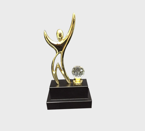 Gold Reaching Figure with Crystal Ball Accent - SKU ME-044 - Metal